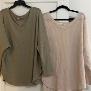 Two waffle knit tees